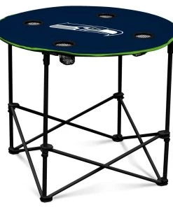 Coupon 👍 Logo Brands Beach & Camping Chairs Seattle Seahawks Blue Folding Tailgate Table Chair 🎉