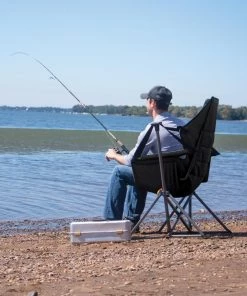 Promo ✨ RIO Brands Beach & Camping Chairs Charcoal Black Folding Beach Lounger Chair 👍 -Outdoor Recreation Shop 41463602